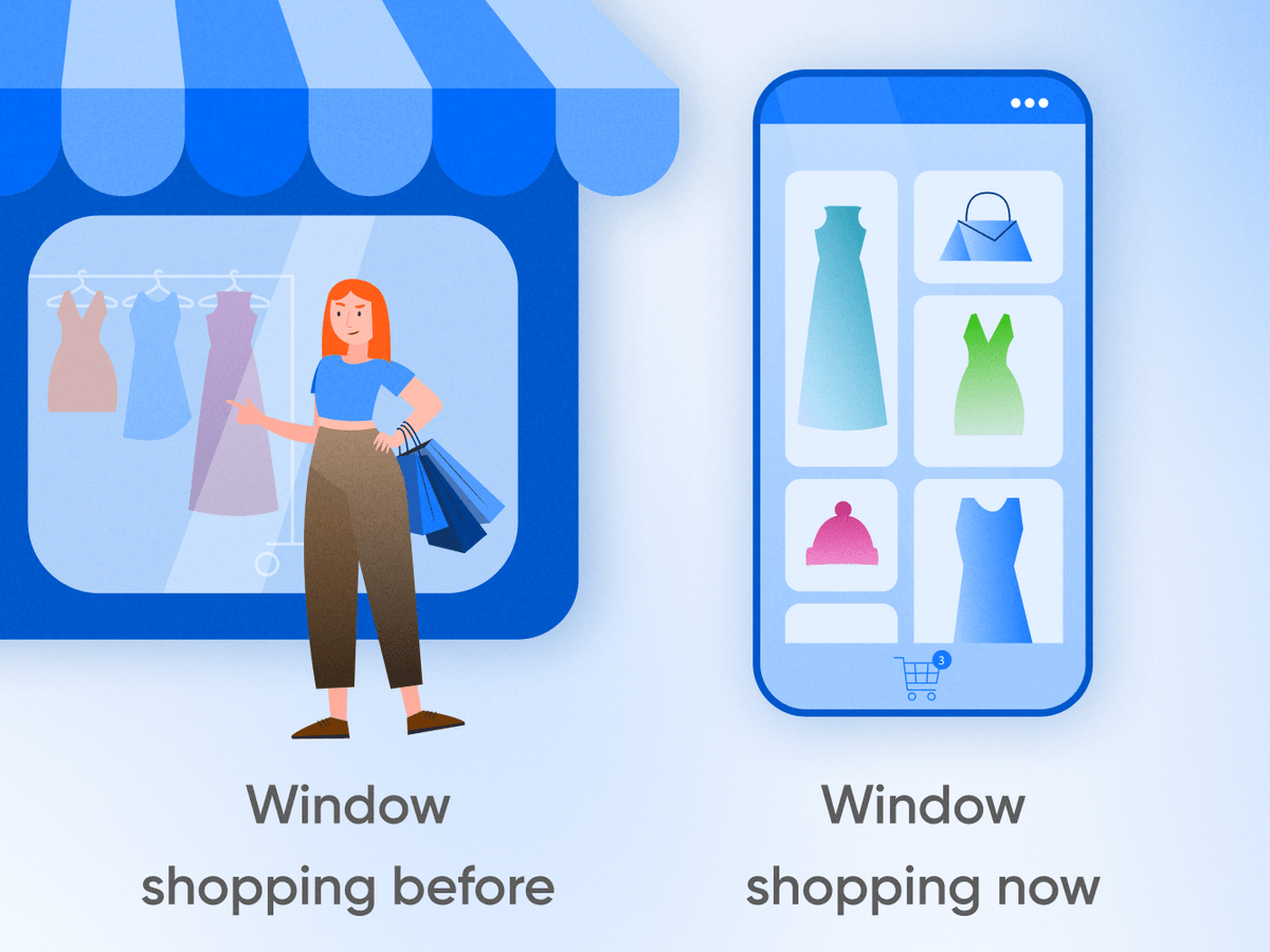 Window shopping before and now